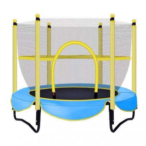 Toytexx Kids Outdoor Trampoline Set Including Jumping Sheet, Padded Net Posts, Safety Net and Edge Cover 100kg - Blue - Toytexx Toytexx Kids Outdoor Trampoline Set Including Jumping Sheet, Padded Net Posts, Safety Net and Edge Cover 100kg - Blue - Toytexx